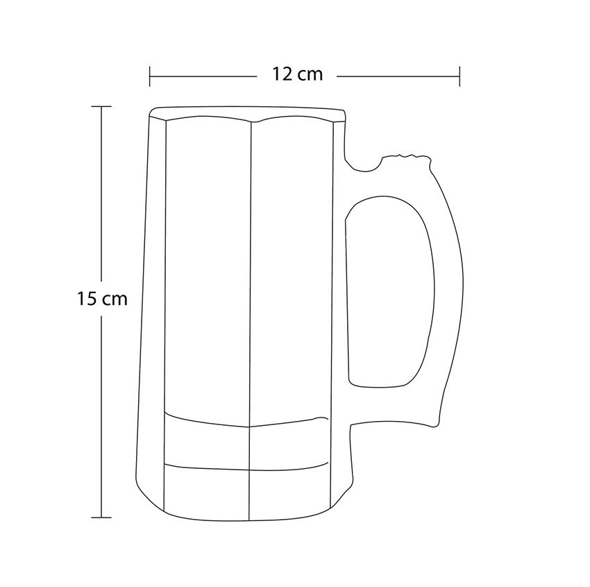 Paşabahçe Pub beer mug dimension diagram