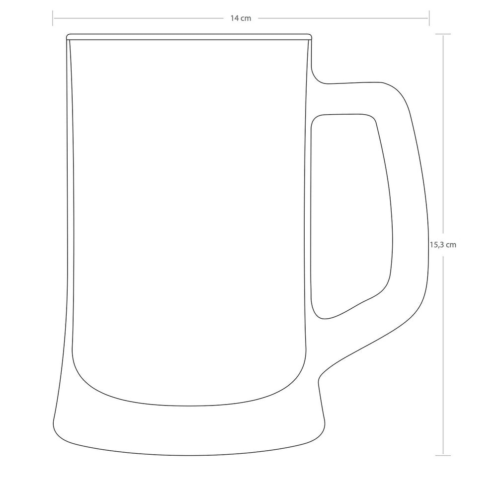 Paşabahçe Pub large beer mug dimension diagram