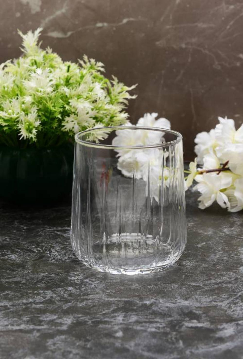 Paşabahçe Nova clear rounded tumbler on a table