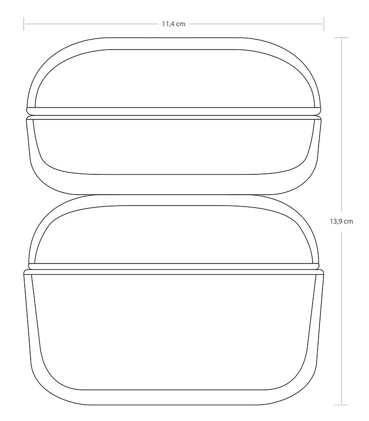 Paşabahçe Plus stacked containers dimension diagram