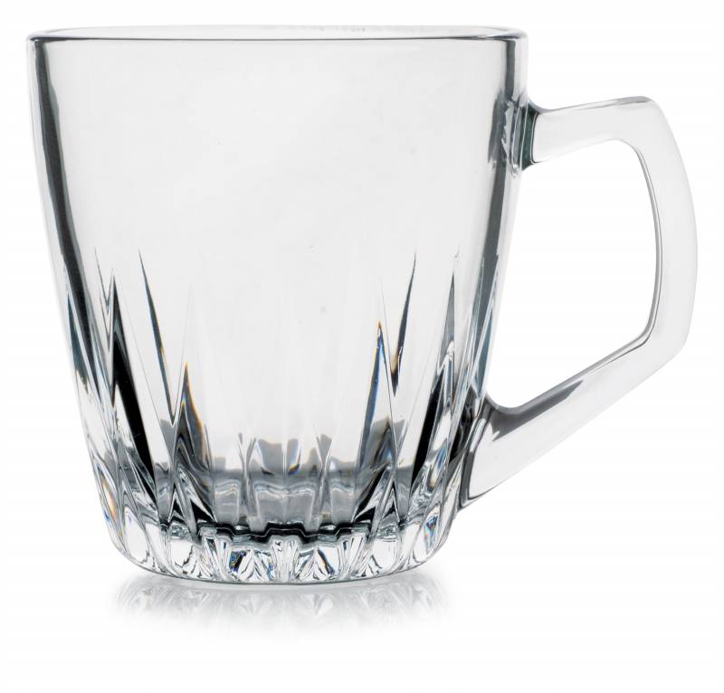 Paşabahçe Safir clear mug with angular base pattern