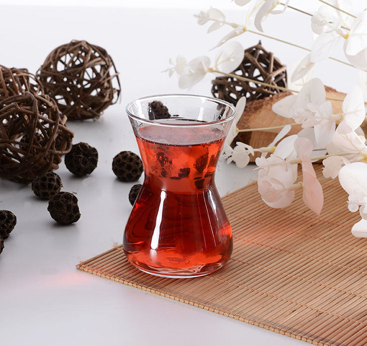 Paşabahçe Selale clear waisted glass filled with tea