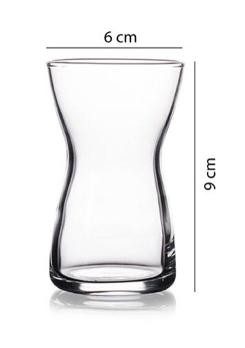 Paşabahçe Irmak tea glass dimension diagram