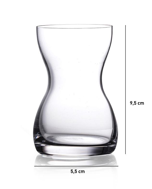 Paşabahçe Ruba tea glass dimension diagram