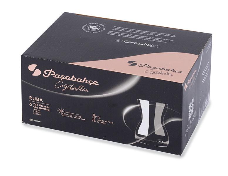 Paşabahçe Crystallin Ruba six-glass retail box