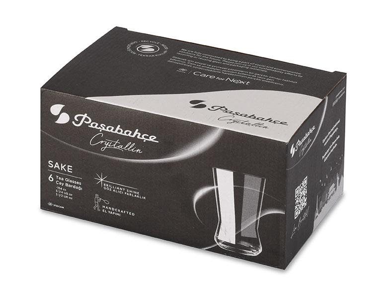 Paşabahçe Crystallin Sake six-glass retail box