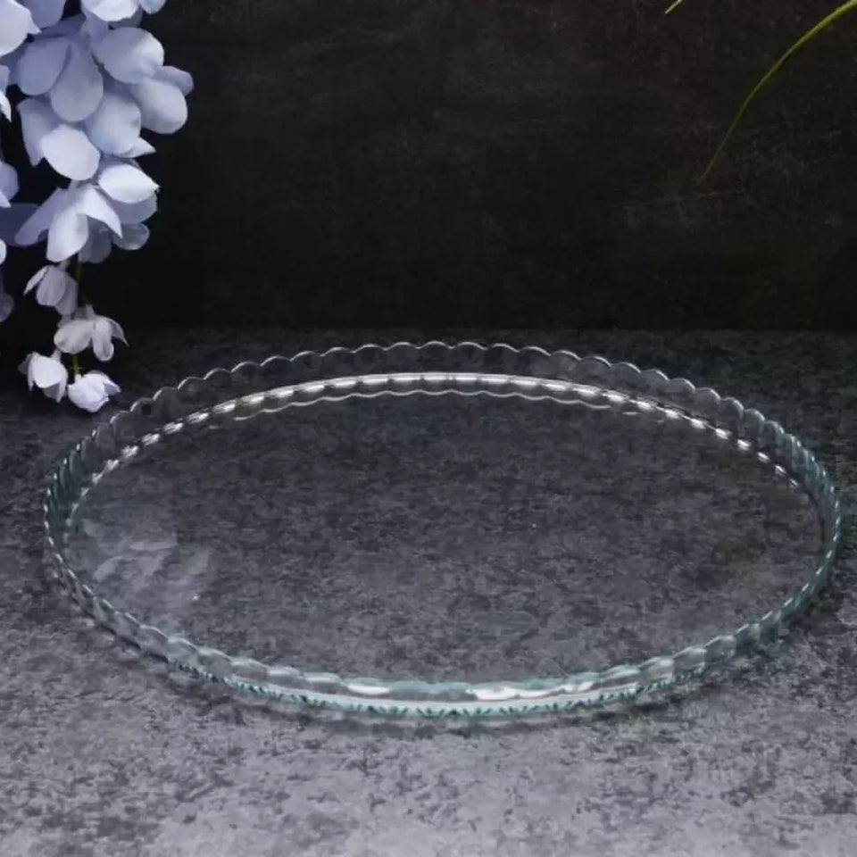 Paşabahçe Patisserie Round Glass Serving Platter 32 cm