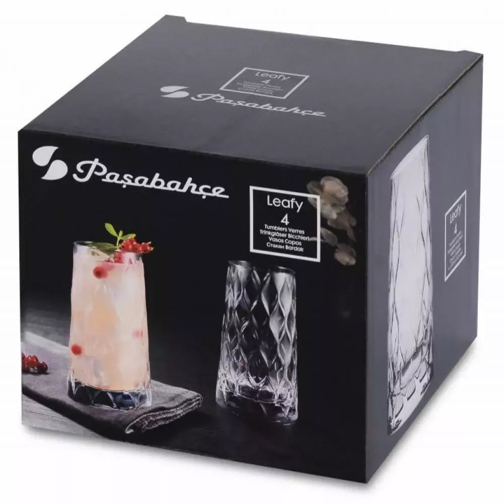 Paşabahçe Leafy Highball Glasses 450 mL - Set of 4