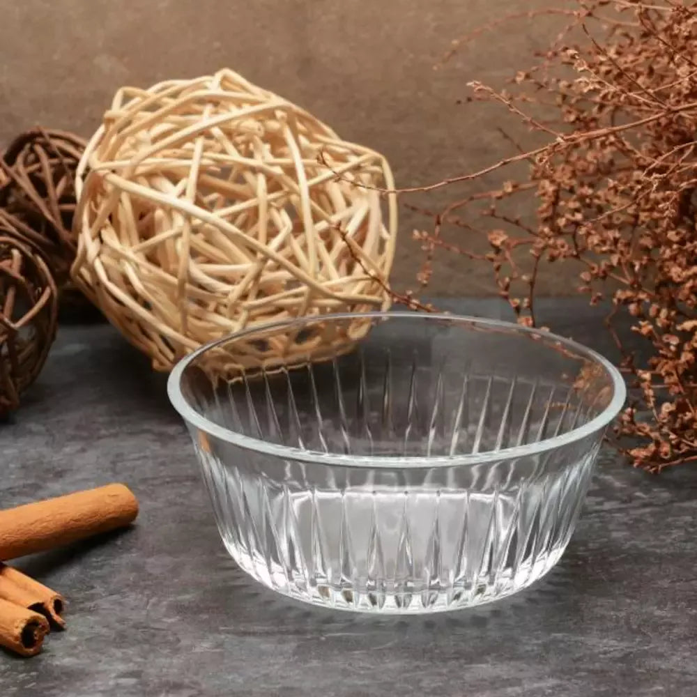 Paşabahçe Frezya round textured glass bowl