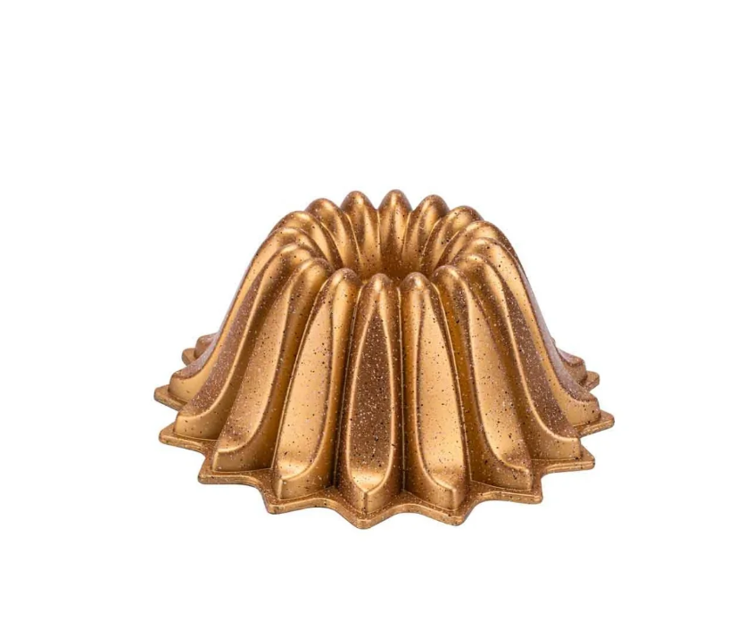 Taç Lena Fluted Cake Tin, Gold Colour