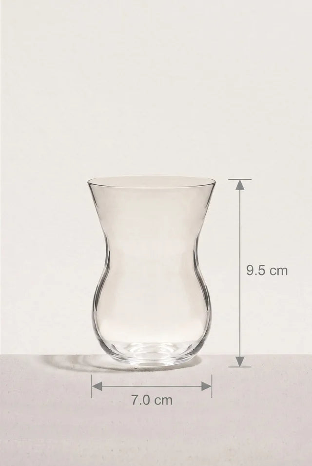 Paşabahçe Beykoz tea glass dimension diagram