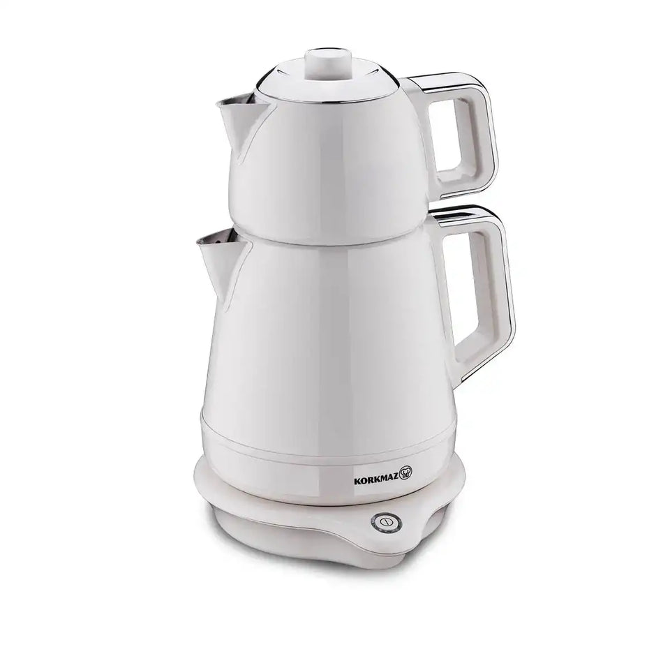 Korkmaz Demiks Electric Tea Maker - Vanilla & Chrome