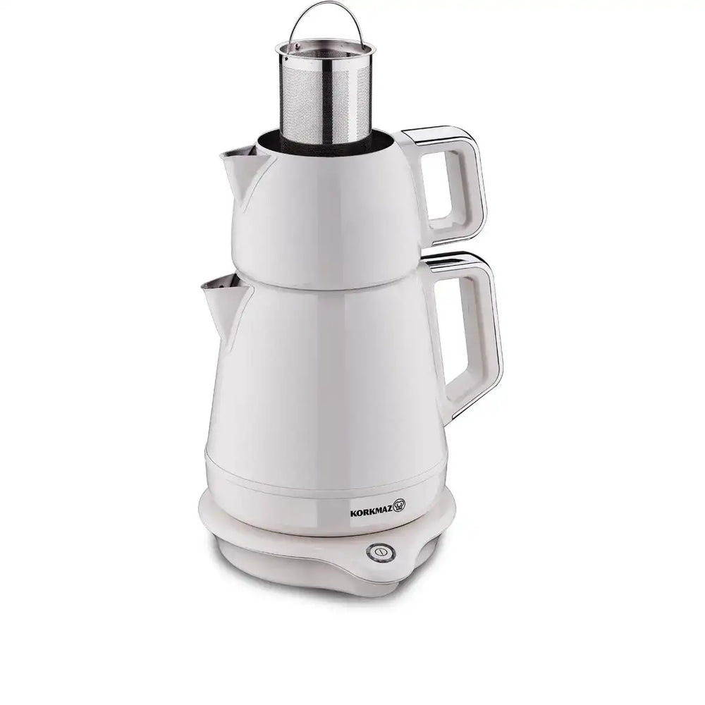 Korkmaz Demiks Electric Tea Maker - Vanilla & Chrome