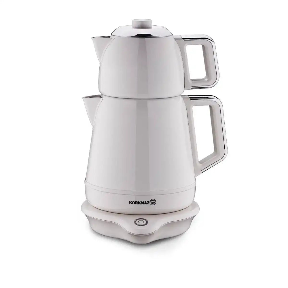 Korkmaz Demiks Electric Tea Maker - Vanilla & Chrome