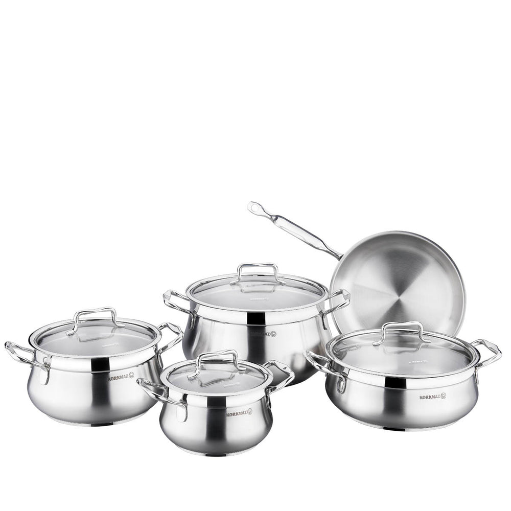 Korkmaz Estima Stainless Steel Cookware Set - 9 Pieces