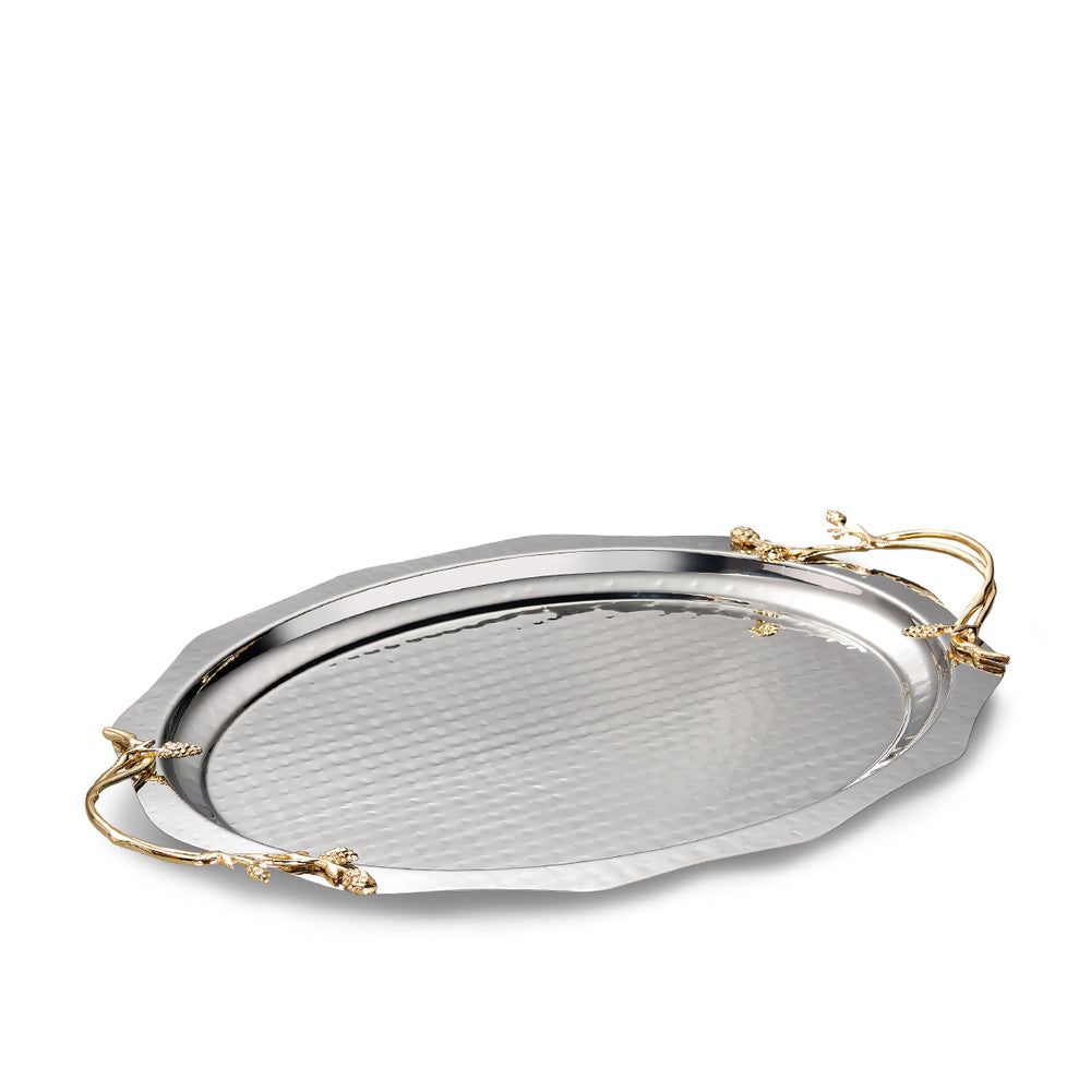 Korkmaz Flora Stainless Steel Serving Tray - 56 x 35 cm