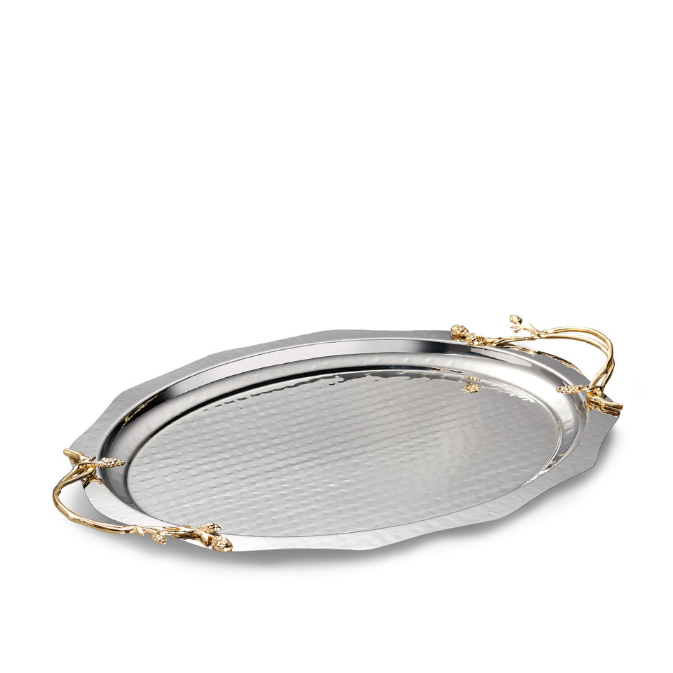 Korkmaz Flora Stainless Steel Serving Tray - 56 x 35 cm
