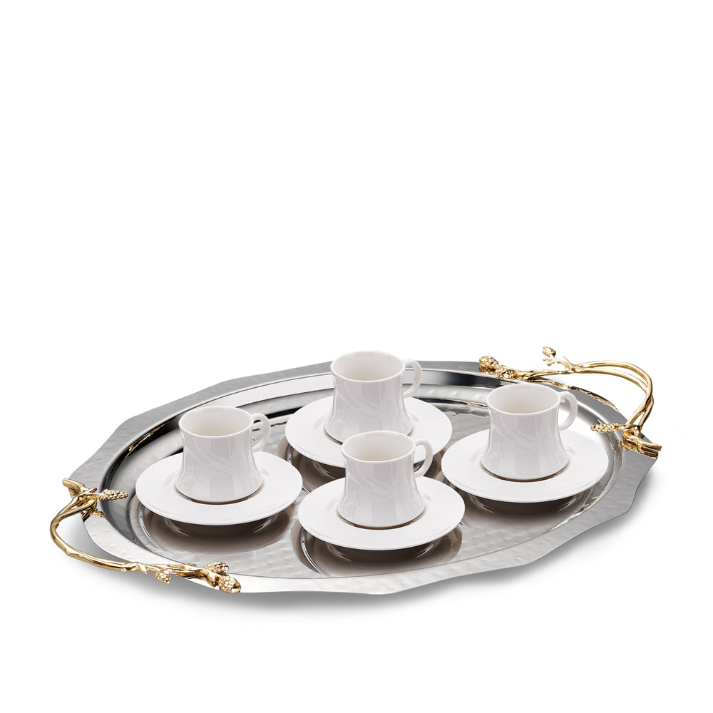 Korkmaz Flora Stainless Steel Serving Tray - 56 x 35 cm