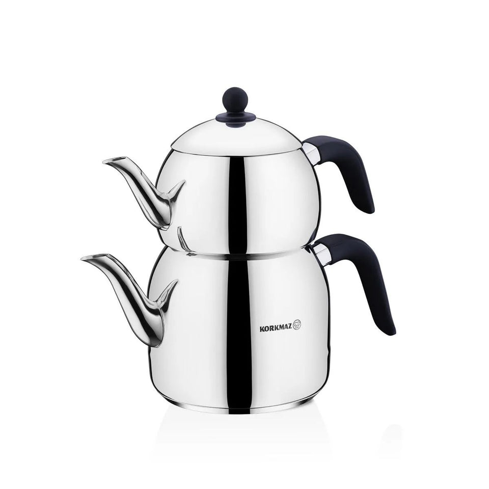 Korkmaz Retro Turkish Teapot Set - Black, 1.2 L + 2.5 L