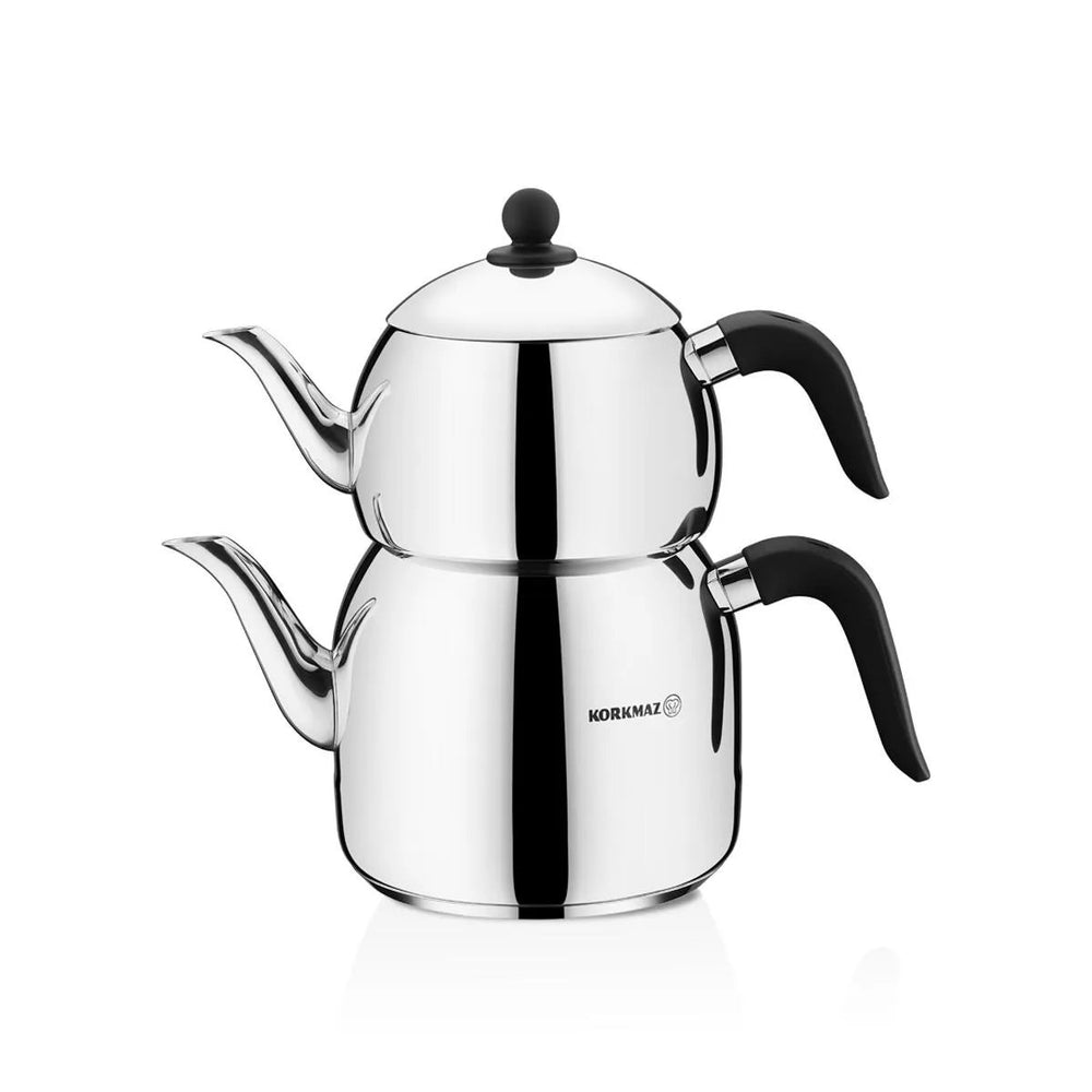 Korkmaz Retro Turkish Teapot Set - Black, 1.2 L + 2.5 L