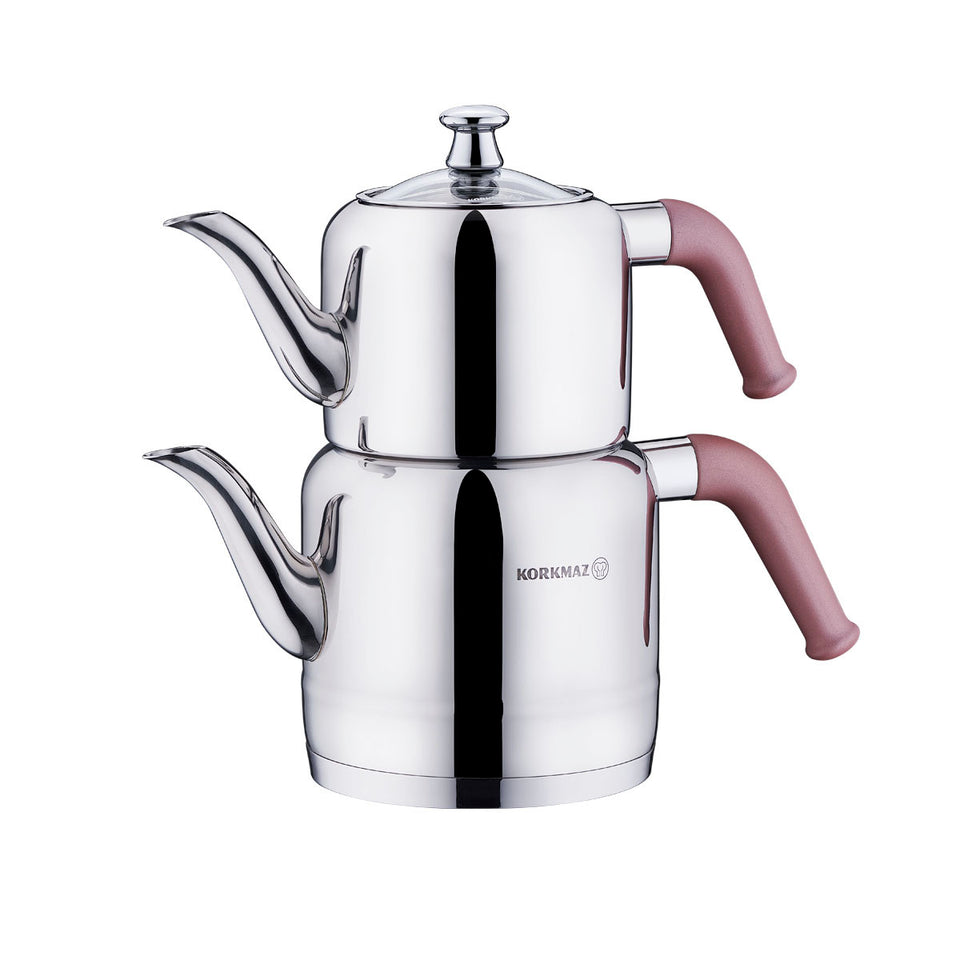 Korkmaz Riva Turkish Teapot Set - Rose Gold, 1.1 L + 1.9 L