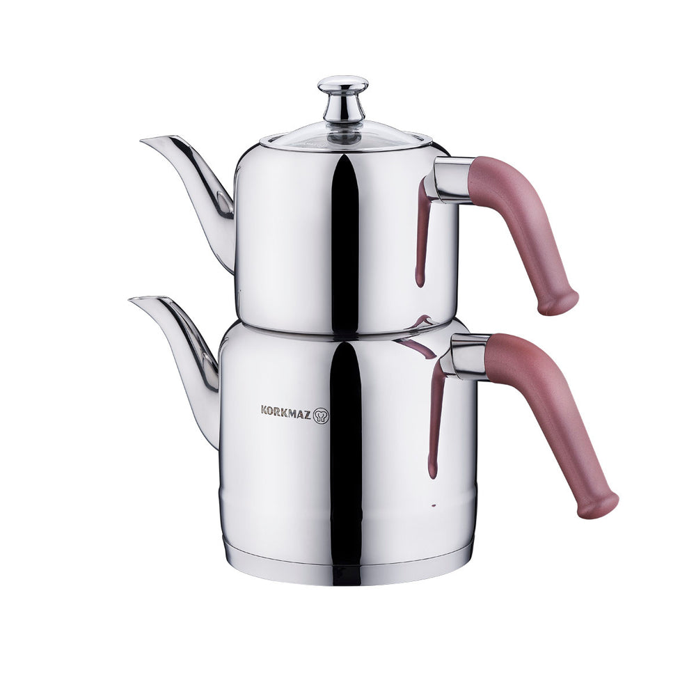 Korkmaz Riva Turkish Teapot Set - Rose Gold, 1.1 L + 1.9 L