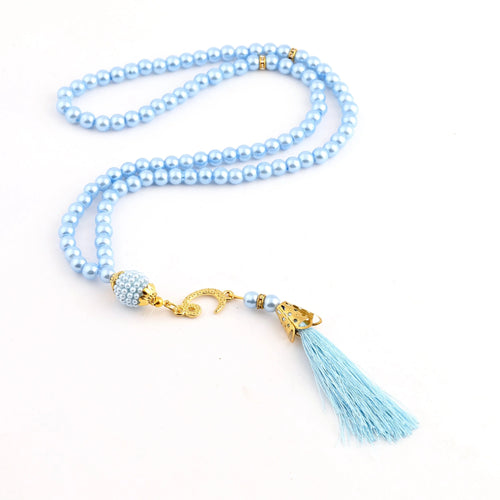Blue prayer beads with a tassel from the Afra gift set