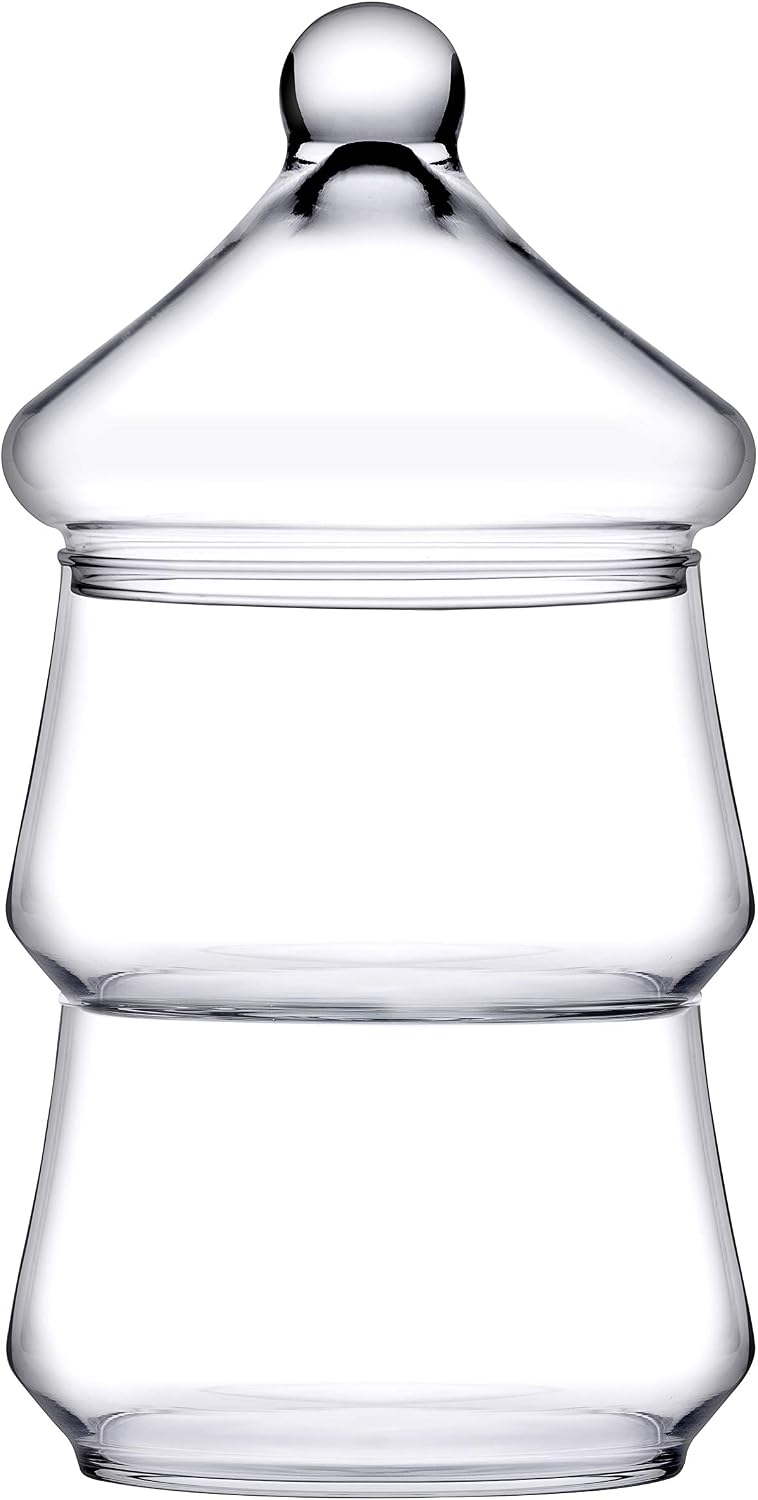 Paşabahçe Villa Patisserie 2-Tier Glass Serving Bowls with Lid