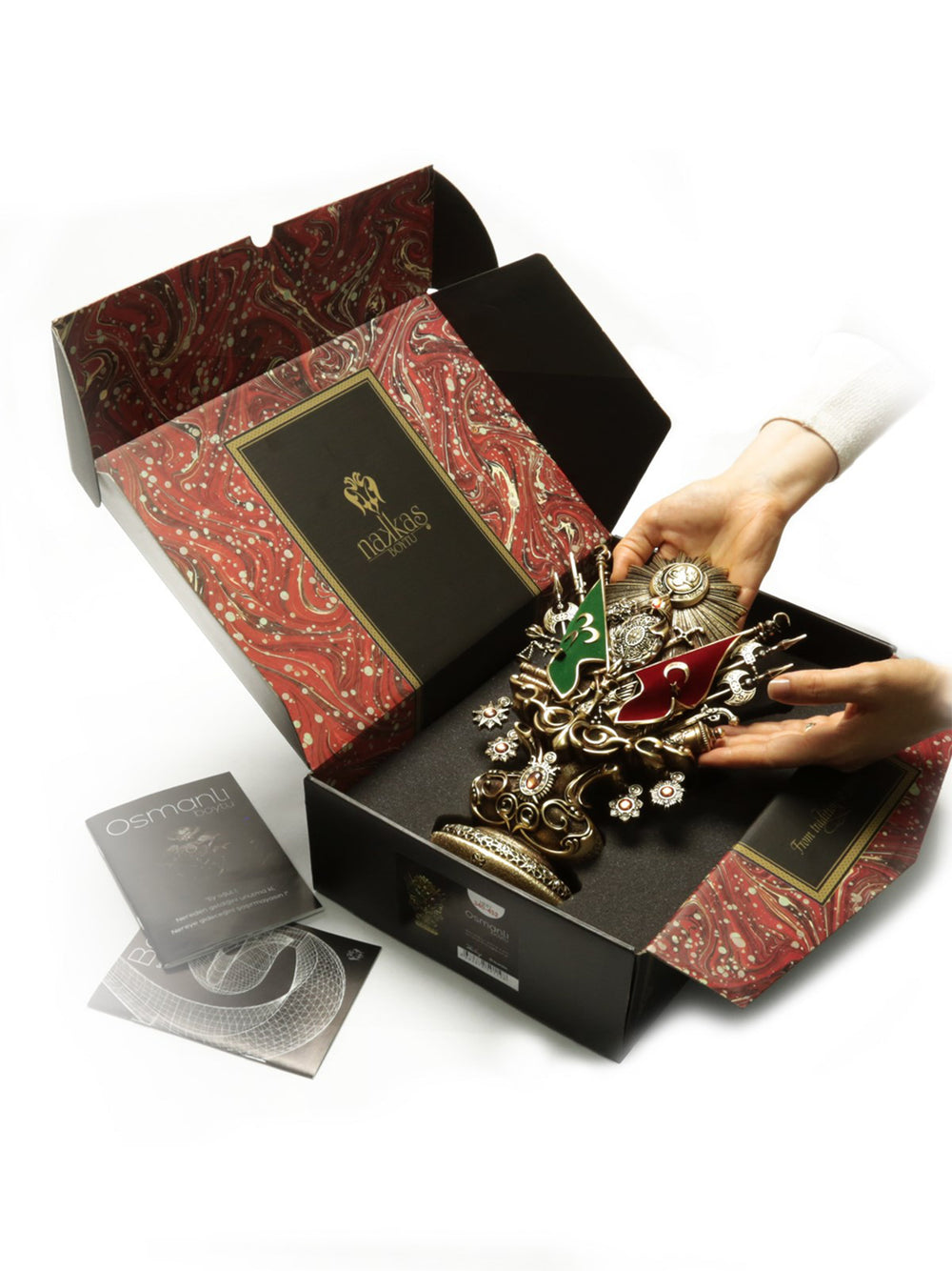Ottoman coat of arms ornament shown in its presentation box