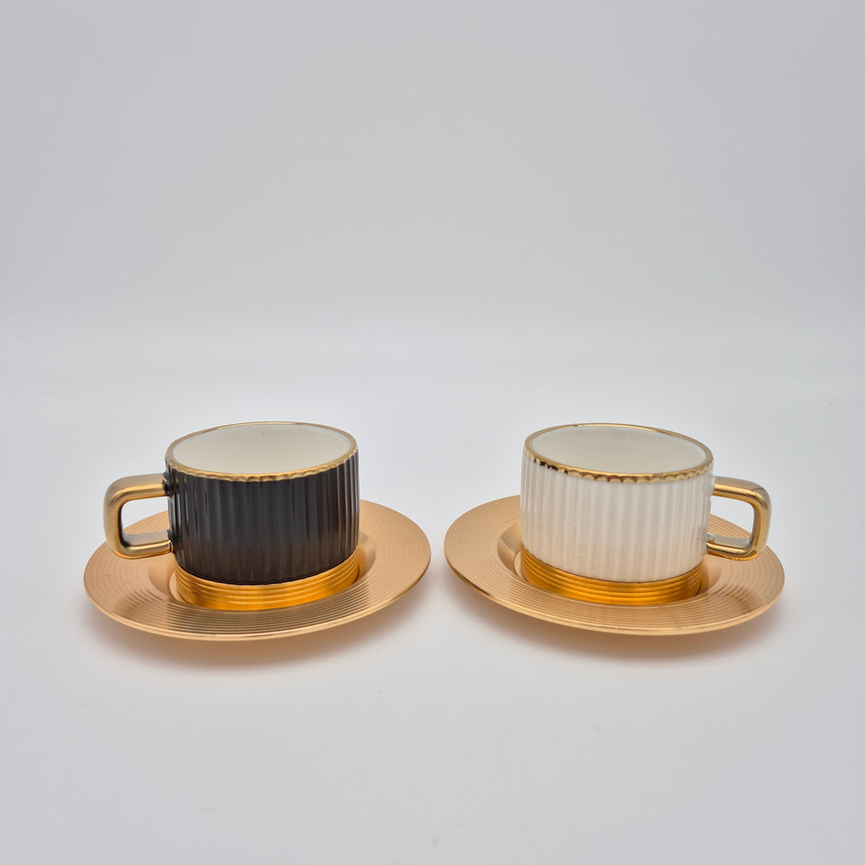 Eylul Coffee Set for 6 - 90ml White Black Mix