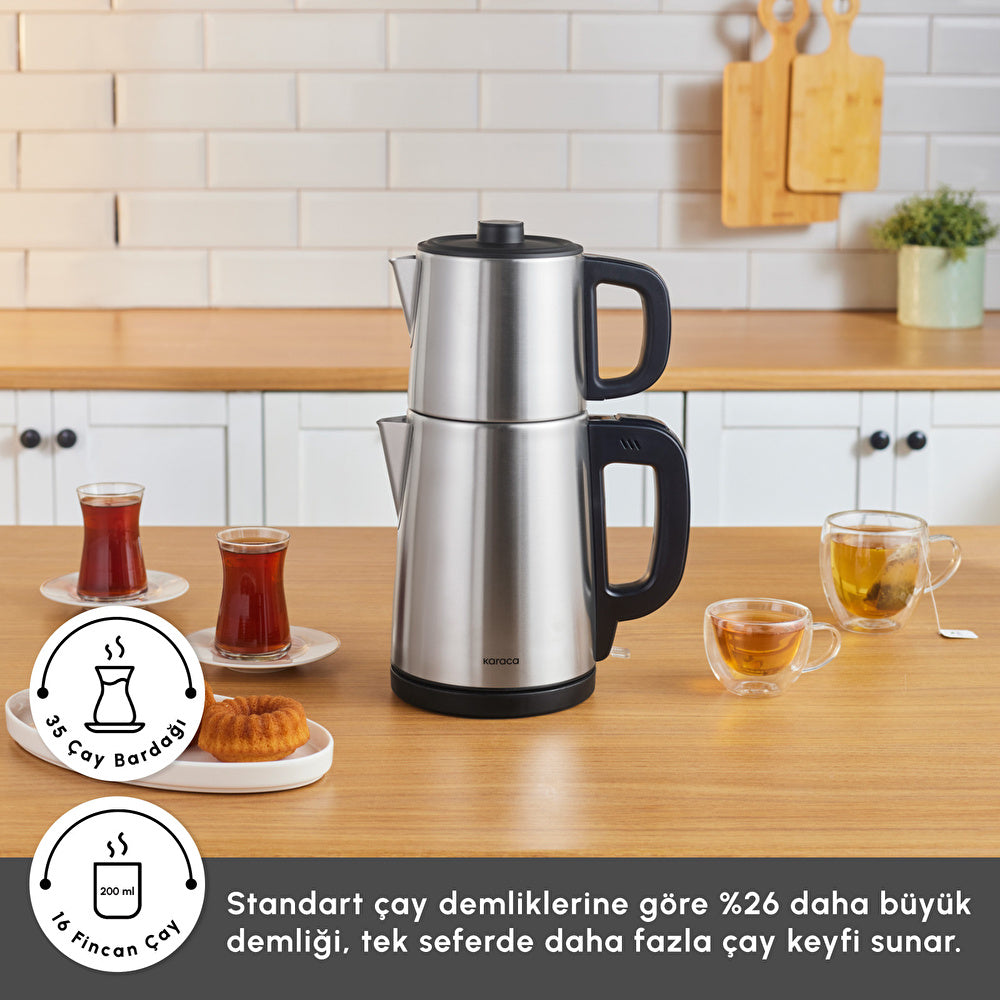 TeaBig XL in a kitchen setting with tea glasses