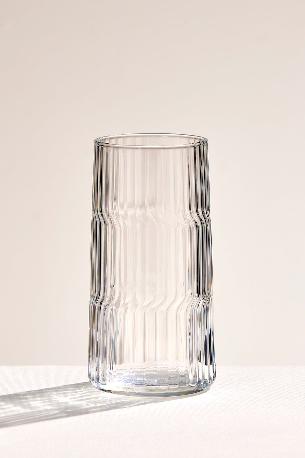 Paşabahçe Dunes tall clear tumbler with wavy lines