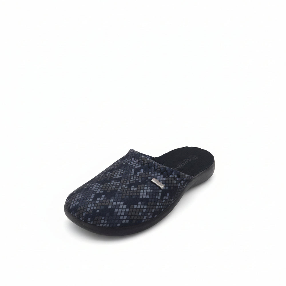 Gezer Diamond Pattern Slippers - Navy