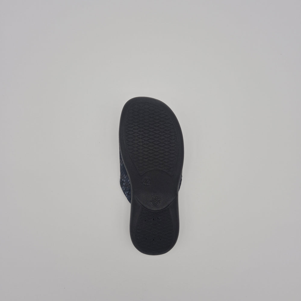 Gezer Diamond Pattern Slippers - Navy - sole view