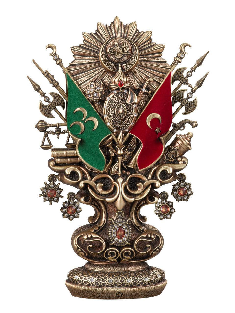Nakkaş Ottoman coat of arms ornament with red and green flags