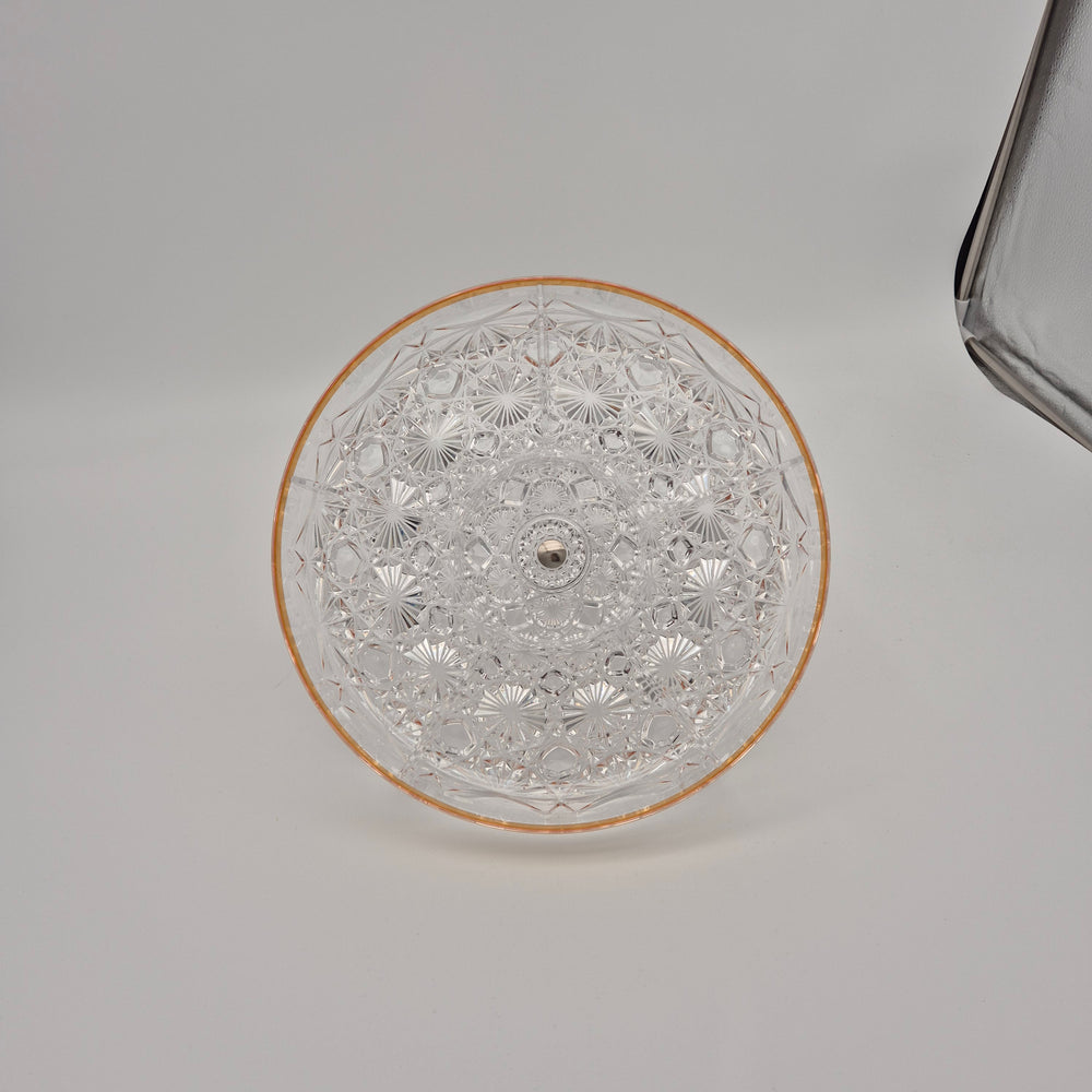 Round Snack Serving Dish with Lid - Large Gold Trim - top view