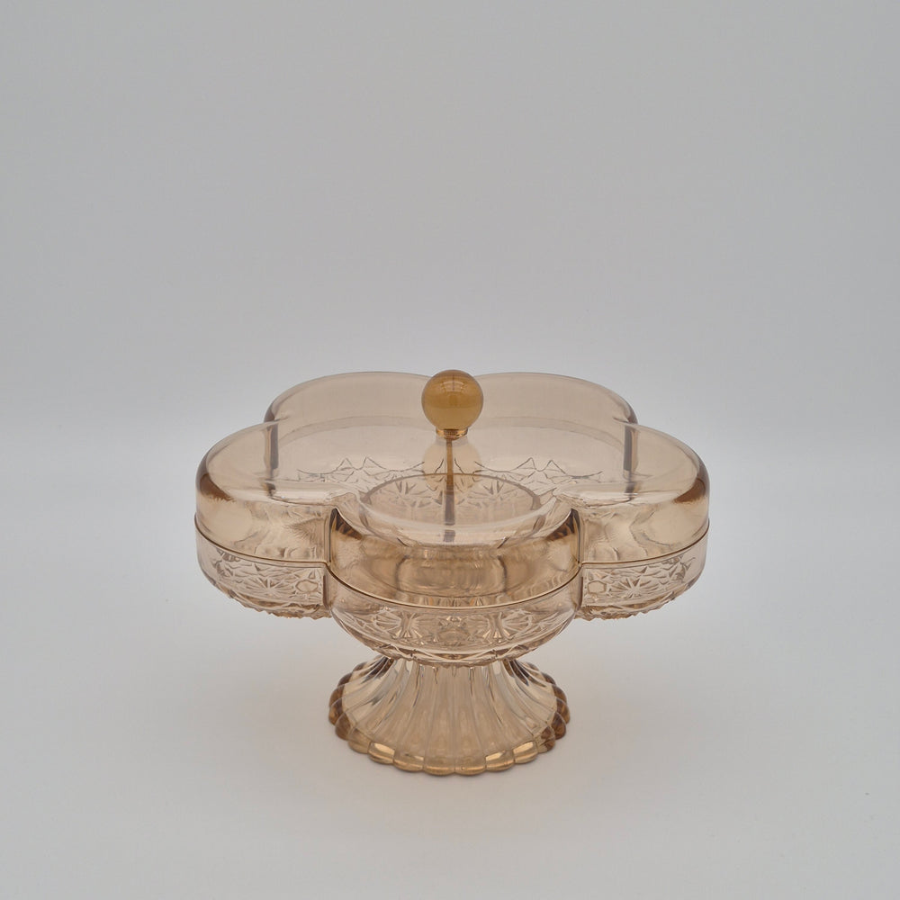 Flower Snack Serving Dish with Lid - Small Gold