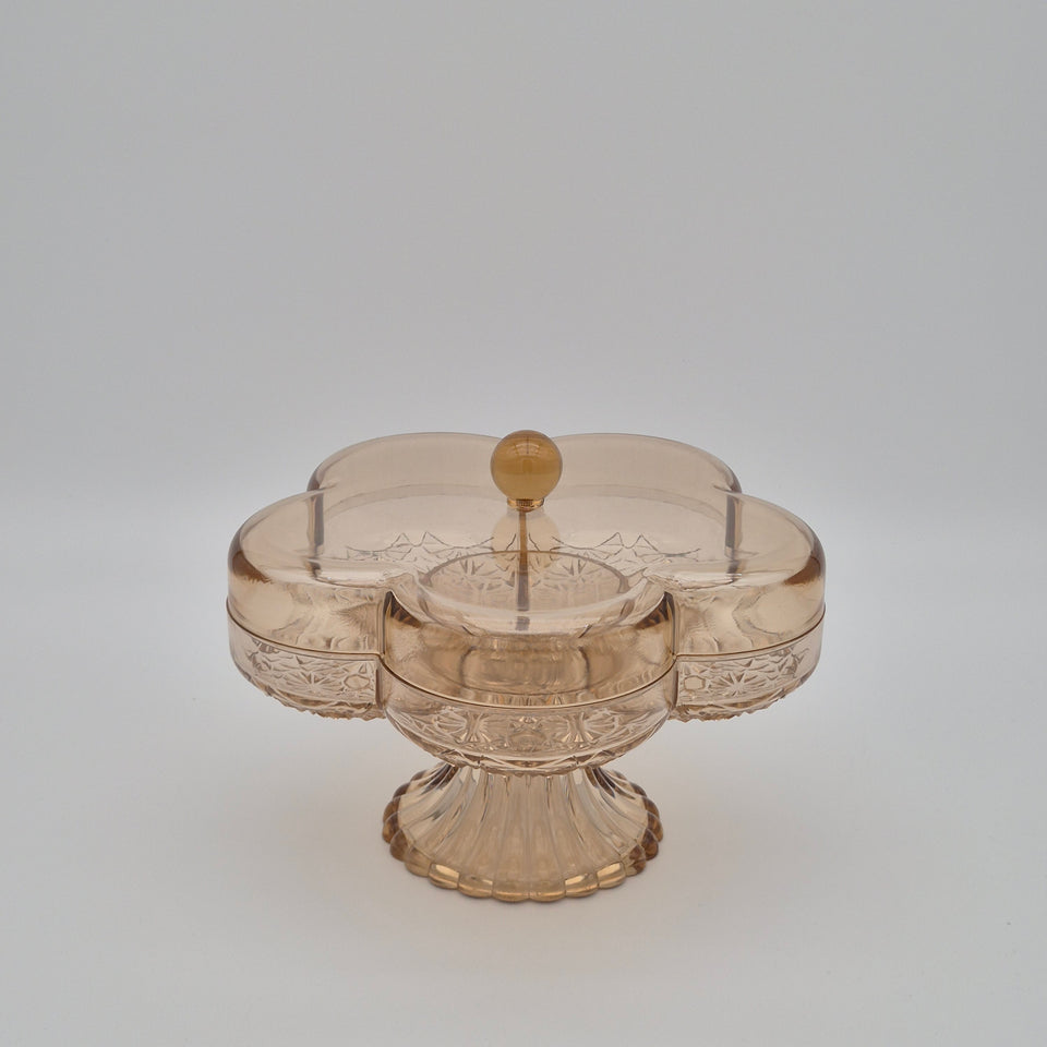 Flower Snack Serving Dish with Lid - Small Gold