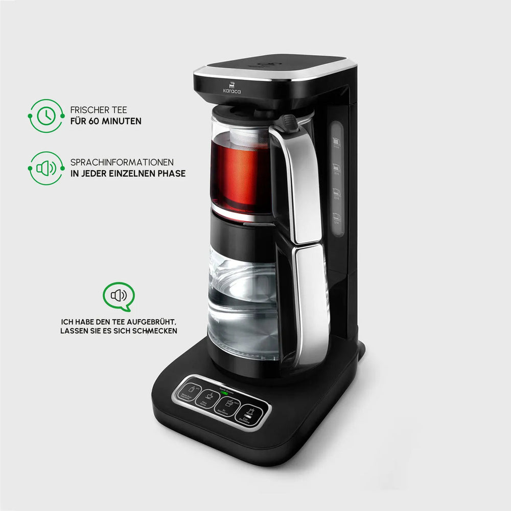 Angled view of Robotea Pro Connect with tea in the upper chamber
