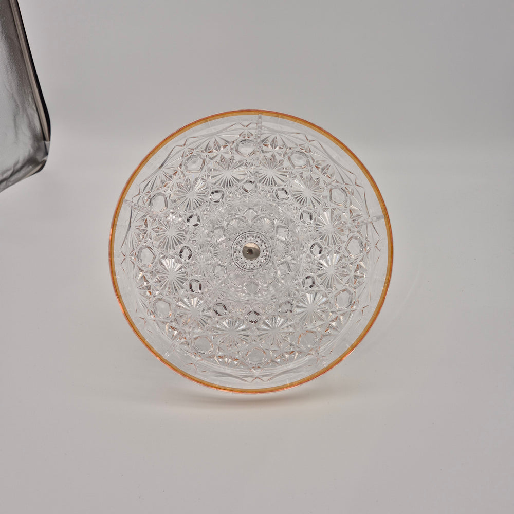 Round Snack Serving Dish with Lid - Small Gold Trim - top view