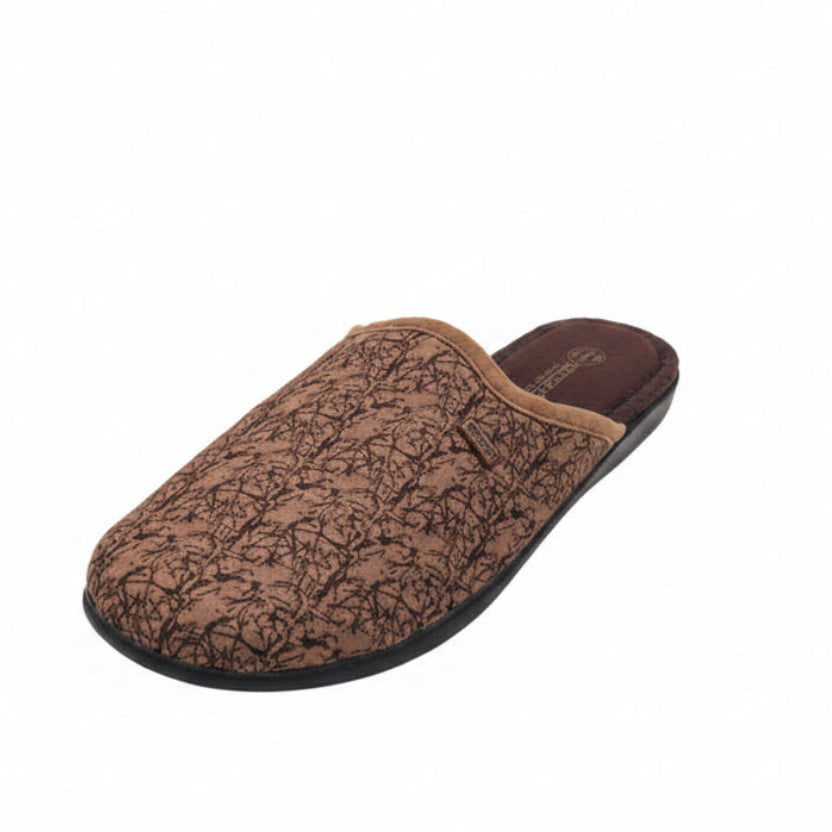 Gezer Leaf Pattern Slippers - Brown