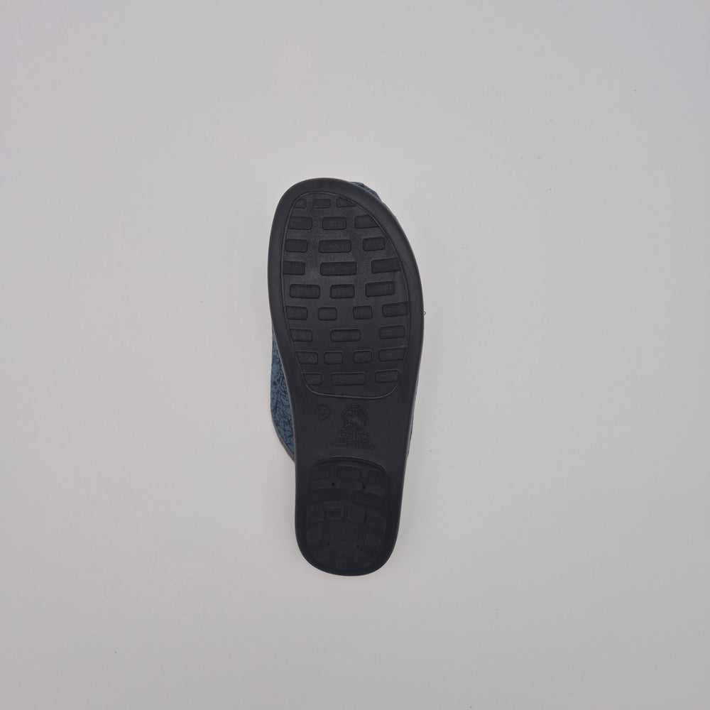 Gezer Leaf Pattern Slippers - Blue - sole view