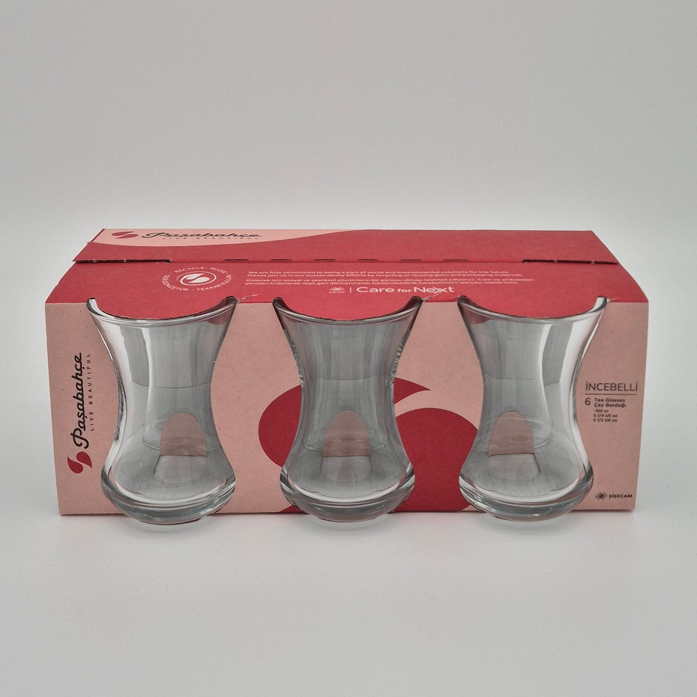 Paşabahçe İncebelli Turkish Tea Glasses 155 mL - Set of 6