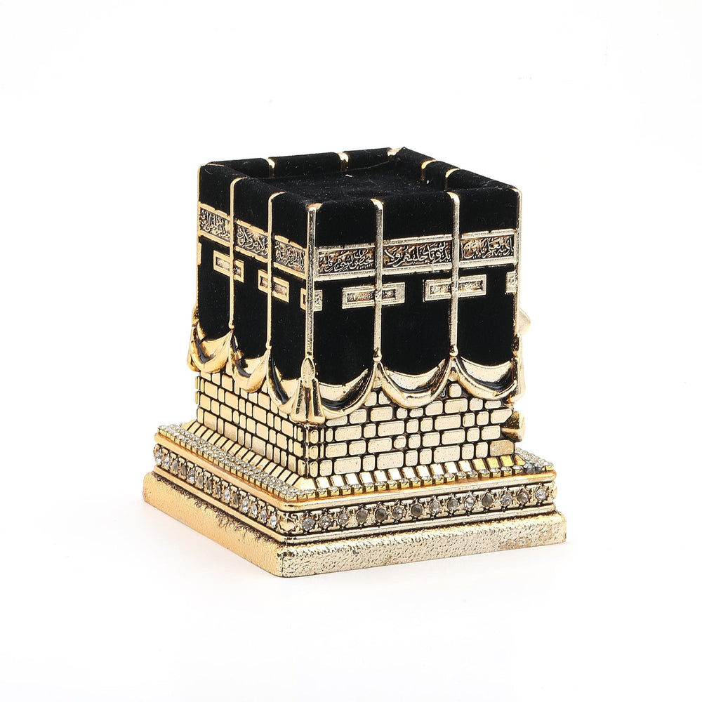 Angled view of Ensar Kaaba decor on an ornate base