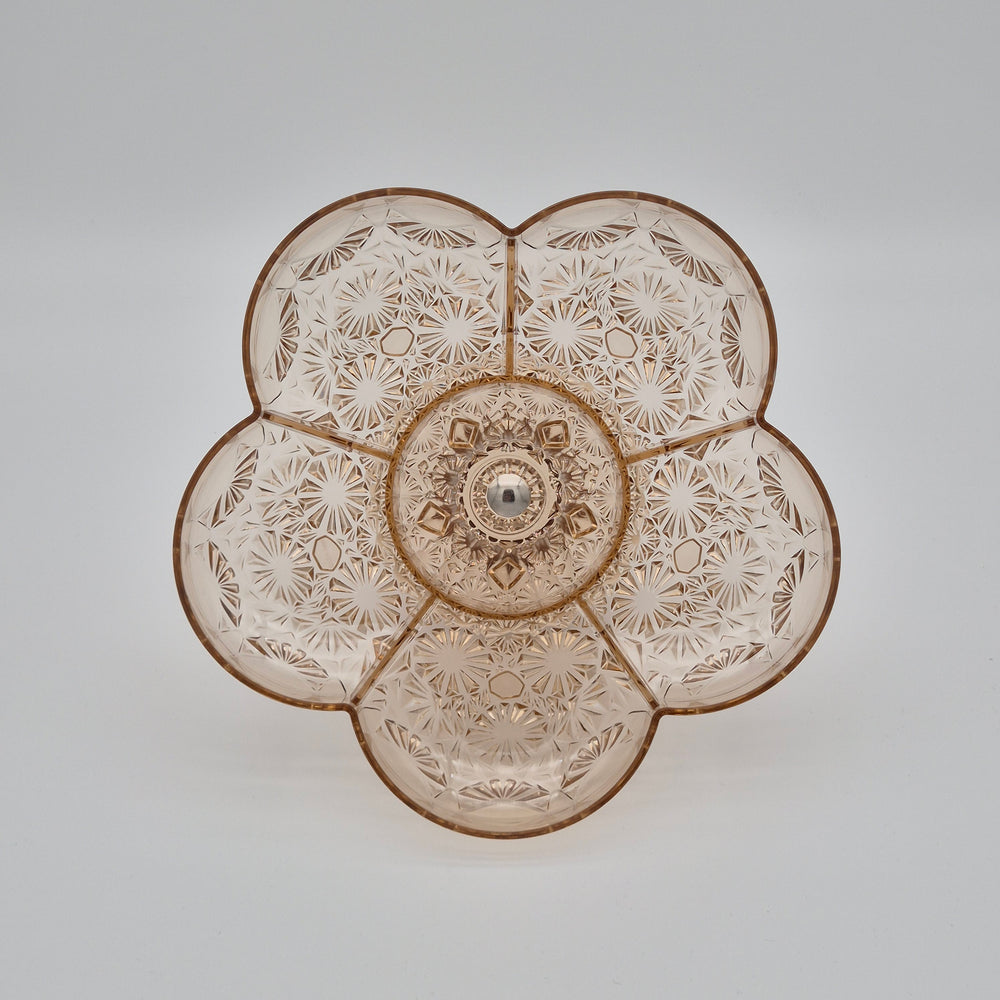 Flower Snack Serving Dish with Lid - Small Gold - top view