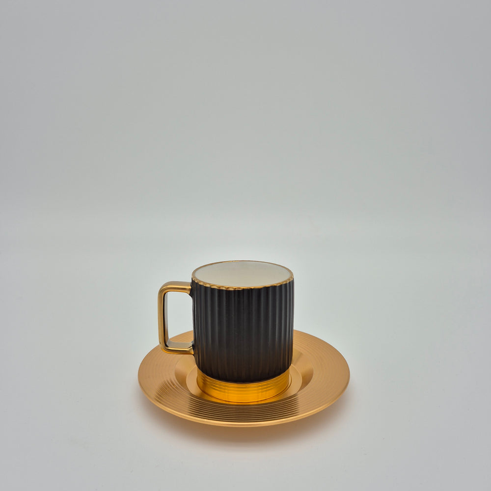 Tall black Eylul coffee cup and saucer