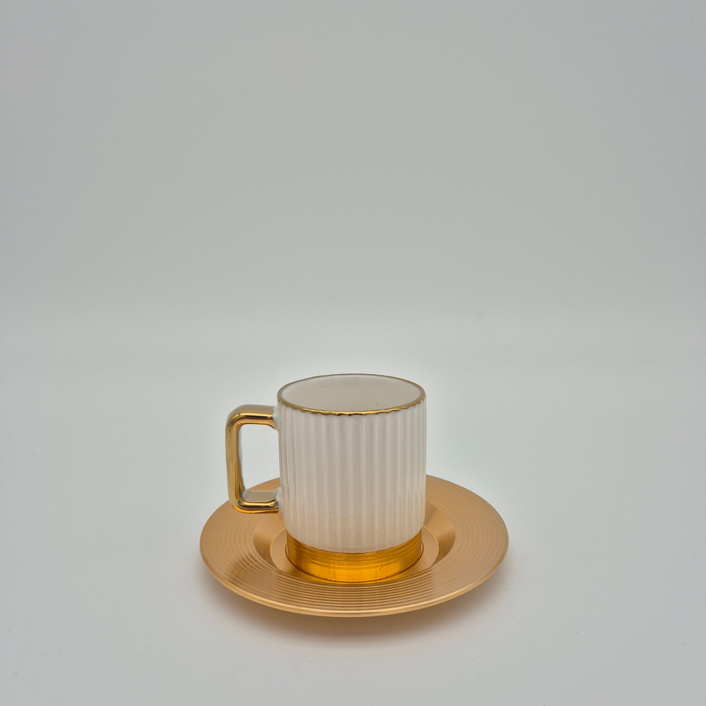 Tall white Eylul coffee cup and saucer