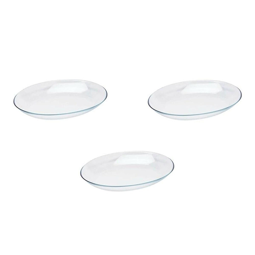 Paşabahçe Three Invitation clear oval serving plates