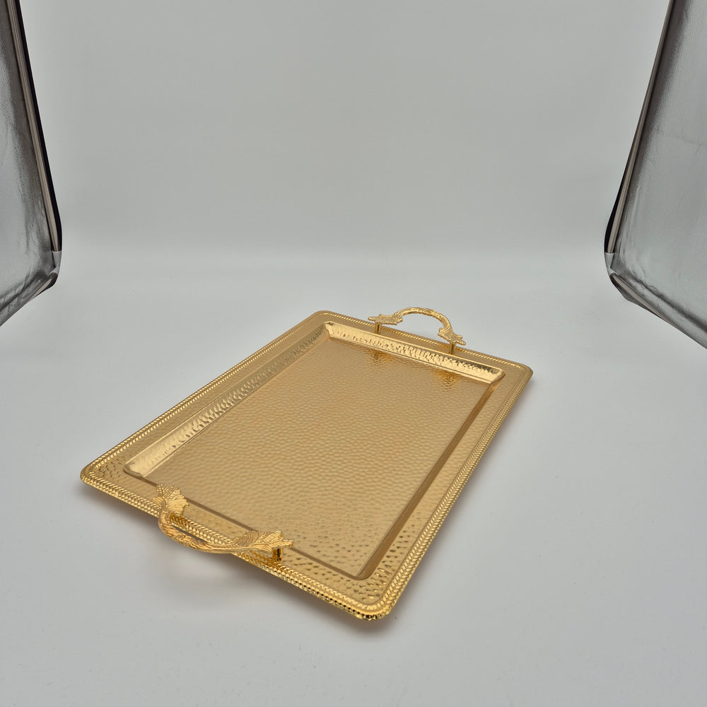 Angled view of the Sena rectangular serving tray