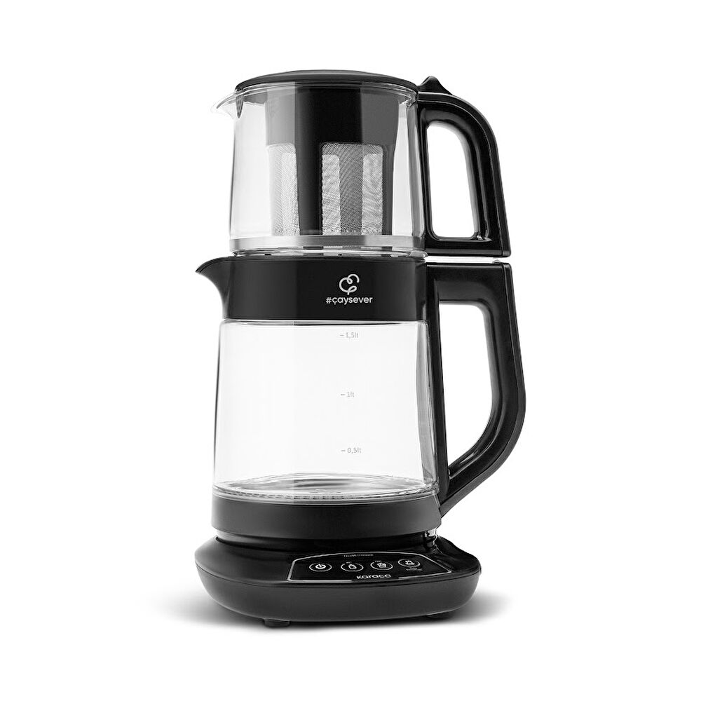 Karaca Çaysever tea maker showing the infuser and empty chambers